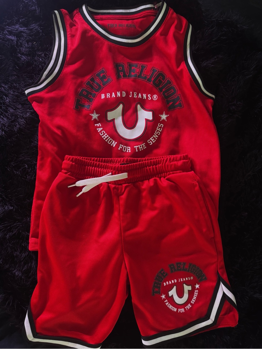 True Religion Kids' Red Athletic Tank & Shorts Set size 7